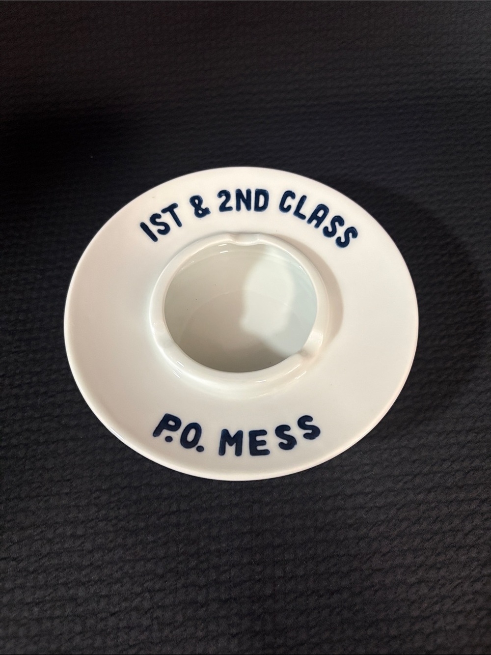 White Ceramic 'P.O. Mess' Mail Sorter or Petty Officer Dish/ashtray